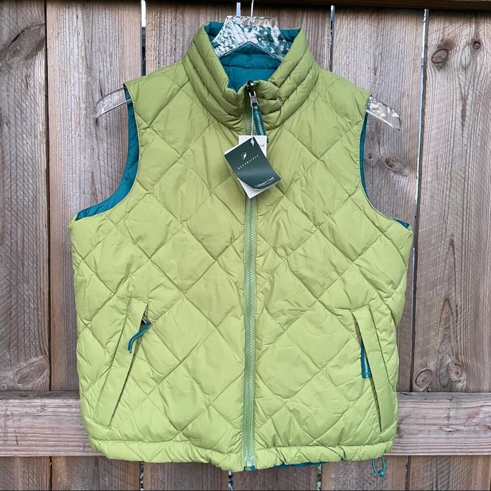 Coldwater Creek‎ Reversible Full Zip Quilted Goose Down Vest Small Outdoors